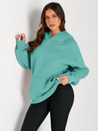 Trendy Queen Womens Oversized Hoodies Fleece Sweatshirts Fall Fashion Pullover Sweaters Winter Clothes Mint Green S - Thumbnail 2