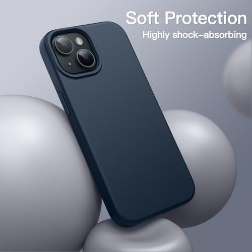 Image of JETech Silicone Cover Case for iPhone 15 6.1-Inch, Silky-Soft Touch Full-Body Protective Phone Case, Shockproof Cover (Navy)