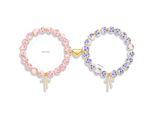 Bow Bracelets 14K Gold Beaded Vintage Friendship Couples Matching Bff Bracelets For Women Men 2PCS2