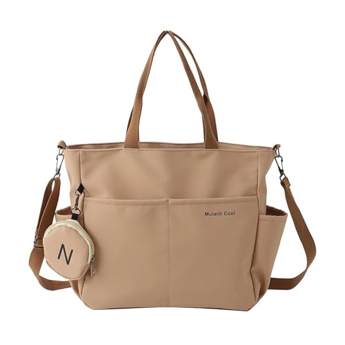 Chatonshen Bolso Tote Bolso de Hombro Bolso Cruzado Bolso para Portátil con Correa Desmontable Y Material Oxford Adecuado para Viajes Trabajo Universidad Compras, Caqui, unico