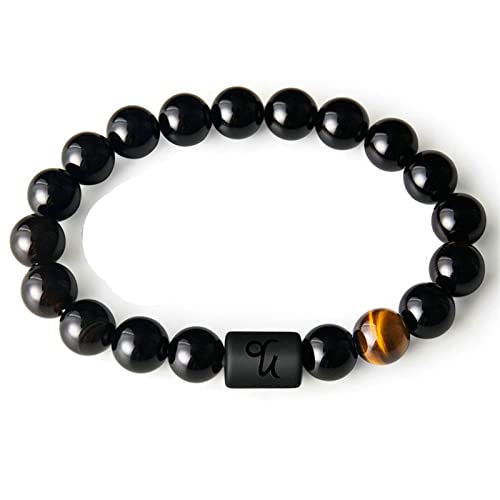 Bracelet de perles pour femmes et hommes en onyx noir style astro urbain