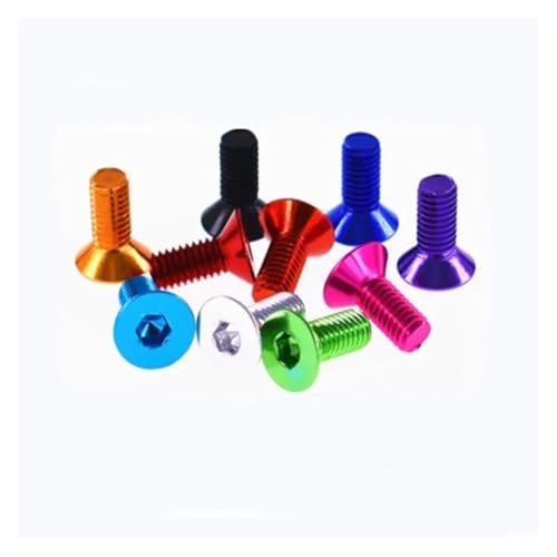10PCS アルミフラット六角ネジ M3 M4 M5 M6*8/10/12/15/20/25 カラフル六角皿頭(DEEP BLUE,M6X25 10pc)