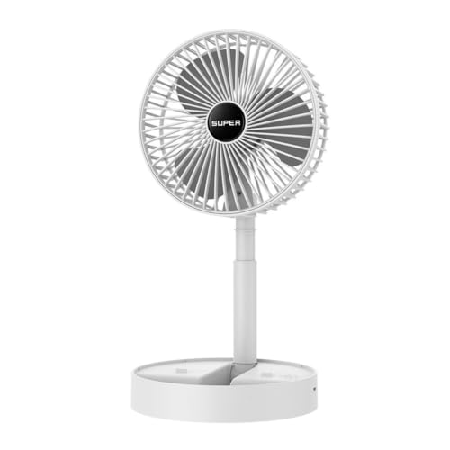 Ventilateur de bureau rechargeable USB pliable et télescopique blanc