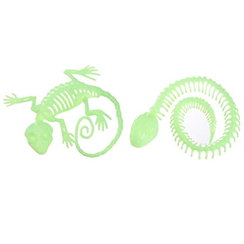 NUOBESTY 2 Pezzi Bagliore nel Buio Serpente Geco Simulazione Plastica Plastica Luce Notturna Insetto Luminoso Spaventoso Scherzo Raccapricciante Puntello per Festa Halloween Casa Infestata