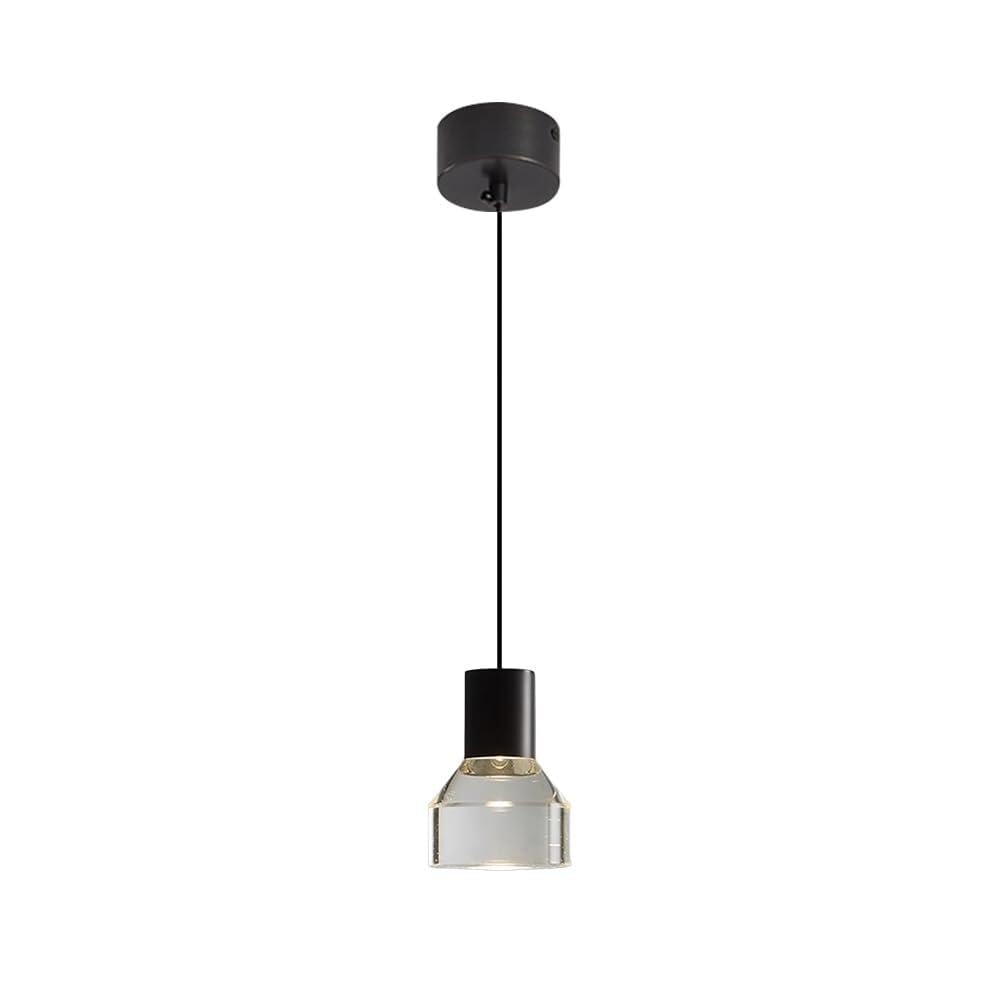 KXEcoLife Modern Copper Bedside Pendant Light Brass Hanging Lamp with Transparent Acrylic Shade Nordic LED Chandelier Minimalist for Dining Room(Black)