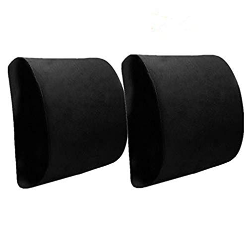 Ecloud Shop Back Cushion Memory Foam Lumbar Support Pad with Adjustable Strap, Relieve Back Pain Pillow Suitable for Office Chair and Car Seats-Pack of 2,Black