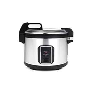Commercial Stainless Steel Rice Cooker – Professional 64 Cup Cooked (32 Cup Uncooked) Rice Maker Cooker With Non Stick Pot & Hinged Lid – Includes a Rice Measuring Cup & Rice Scoop