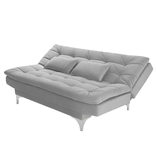 Image of Casaliving Danny Sofa Cum Bed for Living Room Premium Fabric Sofa New 3 Seater Sofa Cum Bed Velvet Fabric with 2 Cushions (Grey) Suitable for All Indoor Sofa Set