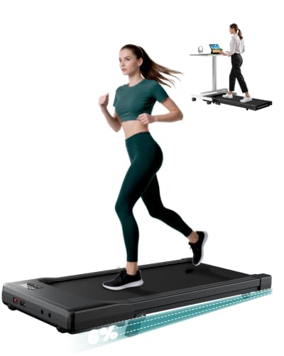 DeerRun Under Desk Walking Pad Treadmill for Home Office & Small Spaces, 6% Manual Incline, 0.6–3.8 MPH Walking Speed, 2.5 HP, 300 lb Capacity, App & Remote Control