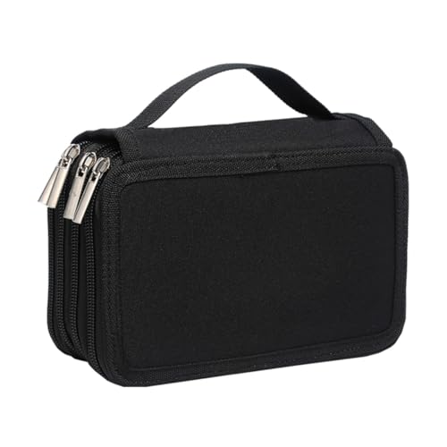 Estojo Box Grande BakPak Unissex 4 Zípers Quadrado Divisória (Preto)