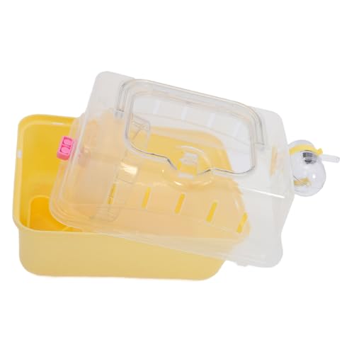 VERDANVERSE ハムスターケージ ペット うさぎ ハリネズミ モルモットケージのおもちゃ フィーダ ハムスターケース 旅行ハムスターキャリア ハムスターキャリーケースチック Yellow