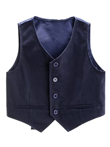 Kids Boys Gentlemen Solid Color Vest V Neck Formal Waistcoat for Wedding Birthday Party3