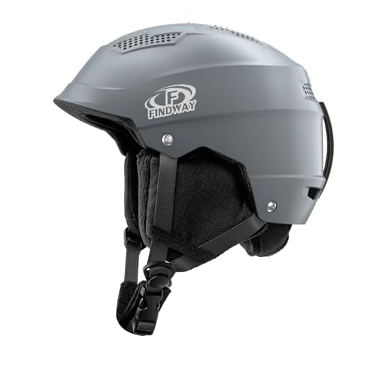 Findway Unisex Casco de Esquí, Casco de Esquair para Hombre Mujer Juventud, Casco Deportivo Gris para Esqui Snowboard, con Rejillas de Ventilación Ajustables, Compatible con Gafas Esquí, M