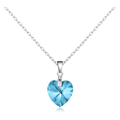 Philip Jones Aquamarine Heart Necklace with Zircondia Crystals Cover