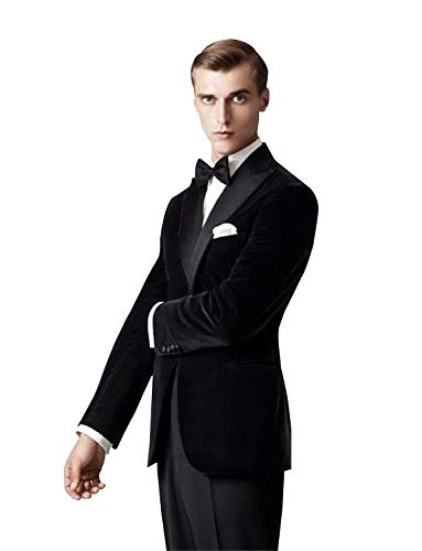 Yaflonjaa Hommes Veste Blazer en Velours à Revers en Pointe pour Veste de Bureau d'affaires Cover