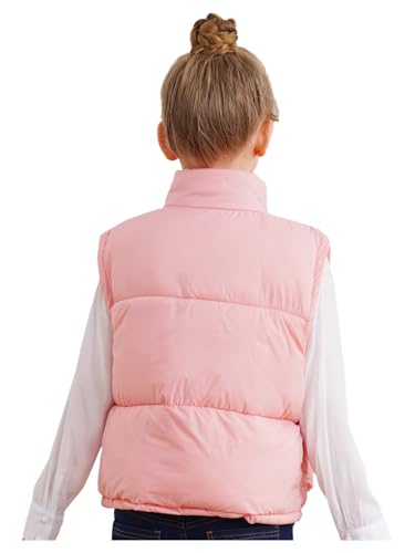 easyforever Kids Girls Puffer Vest Stand Collar Sleeveless Padded Gilets Warm Jacket Coat Outerwear with Pockets3