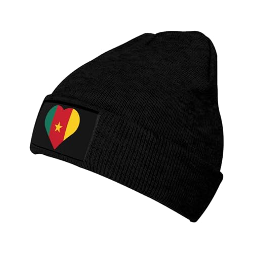 Gorro Hombre Y Mujer Bandera De Camerún Corazón Gorra Punto Unisex Hip Hop Casuales Quimio Sombrero, para Esquí, Motociclismo, Dormir, 56-62cm