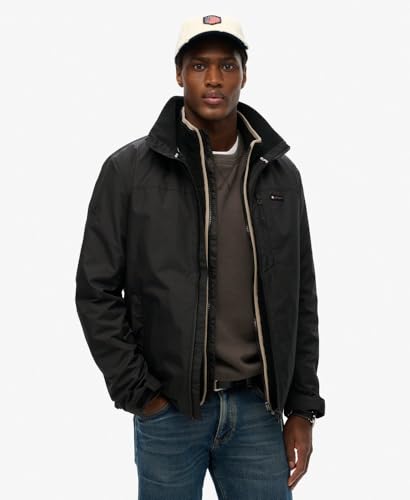 Superdry Uomo Giacca A Vento Con Logo, Jet Black, S - 4