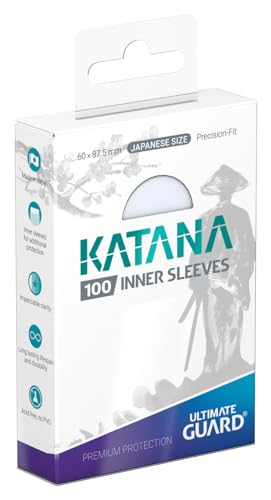 Ultimate Guard Katana Inner Card Sleeves, 100 Japanese Size TCG Sleeves, 60 x 87.5mm, Clear, Tournament Sleeves, No PVC & Acid-Free, Optimal Double-Sleeving