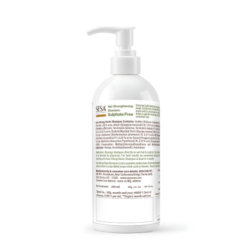 Image of Sesa Ayurvedic Strong Roots Hair Strengthening Shampoo, 300 ml With Banyan Tree Extract & 16 Ayurvedic Herbs | Sulphate & Paraben Free | For Weak, Dull, Breakage-Prone Hair | All Hair Types