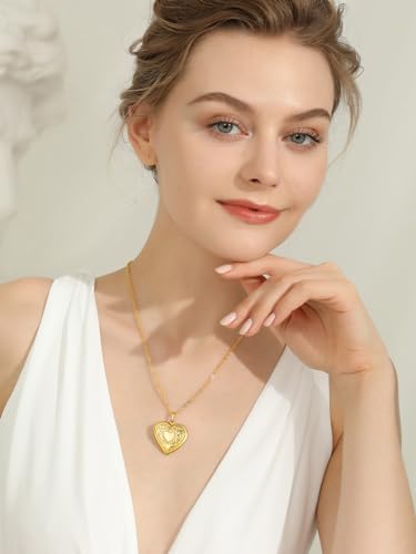 Goldchic Jewelry #DP22354K-USG Gold Heart Lockets For Women, 18K Gold Plated Love Locket Necklace That Holds Pictures thumb #3