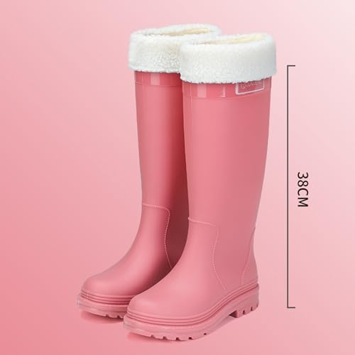 Kswlwccpp Gummistiefel Damen Bunt, Hoch Rutschfest Breite Füße Regenschuhe Gummistiefel Bequem Weit Wasserdicht Festival Boots Outdoor 37 Weitschaft Gummistiefeletten Regenstiefel
