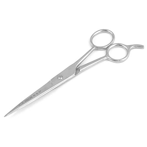 PROFESSIONAL BARBER/SALON RAZOR EDGE 'HAIR CUTTING SCISSORS' / SHEARS (6.5-INCH) - ICE TEMPERED STAINLESS STEEL REINFORCED WITH CHROMIUM TO RESIST TARNISH AND RUST - BY DDP (SILVER SHINE)