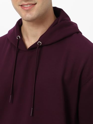 Image of Urbano Fashion Men's Cotton Solid Oversized Hooded Neck Sweatshirt