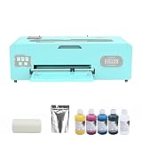 HIXSOP A3 1390 DTF Transfer Printing Machine with Roll Feeder, White Ink Circulation and Semi-Automatic Cleaning for T-Shirt Maker and Clothes Design, Blue(Printer+Ink+Film+Software)