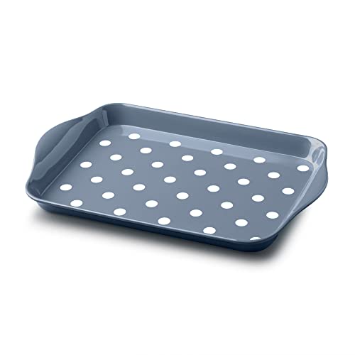 Zeal Melamine Mini Dotty Design Serving Tray (18x14cm) - Provence Blue, 21 x 14 x 2 cm