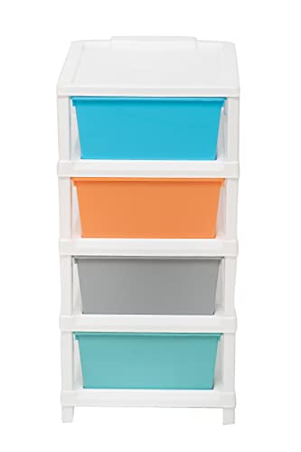 Image of Joyful Studio 4 Regular Plastic Modular Drawer System for Home, Office, Hospital, Parlor, School, Home and Kids, Product Dimension When assembeled (31cmx39cmx60 cm) (Studio4 /Pastel, Multicolour)