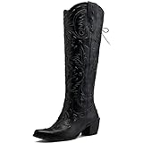 Meefit Lace Up Cowboy Boots for Women Knee High Cowgirl...