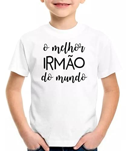 Camiseta infantil melhor irmão do mundo camisa presente Cor:Branco;Tamanho:4