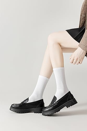 ACCFOD Womens Crew Socks Thin Cotton Long Socks Arch Support Casual Workout High Socks 5 Pairs2