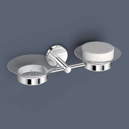 Image of Plantex 304 Grade Stainless Steel Twin /Double Soap Holder Stand for Bathroom and Wash Basin /Bathroom Accessories - Oreo (Chrome)