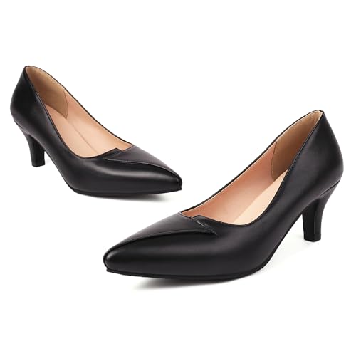 Women Work Mid Kitten Heel Slip On Pointed Toe Pumps4