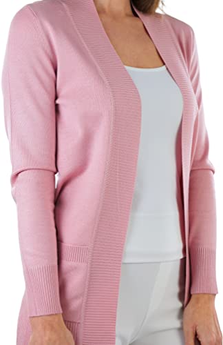Image of ToBeInStyle Women's Long Sleeve Rib Banded Open Sweater Cardigan
