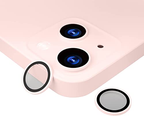 Image of CASEKOO Metallic Camera Ring Lens Protector with Glass Compatible for iPhone 13 / iPhone 13 Mini Pink (Pink)