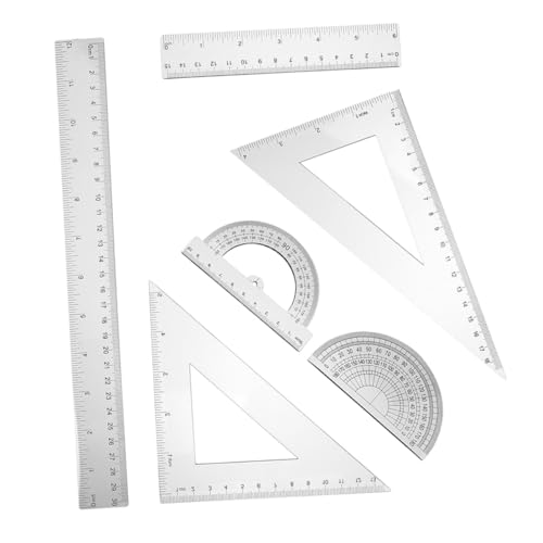 TOPPERFUN 6個 透明プラスチック製 点幾何学定規 直線定規 量角器付き 耐久性 学校 オフィス 家用 測定精優秀 持ち運び簡単
