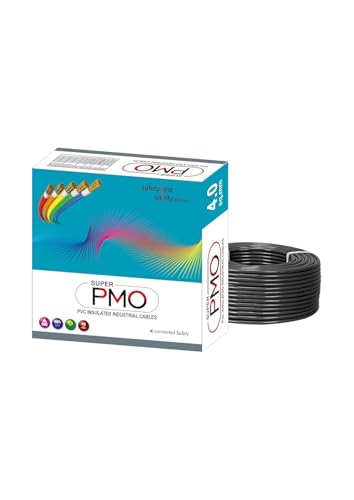 Image of Super PMO PVC Insulated Copper Wire, 90 m, Single Core Flexible Cable for Domestic and Industrial Use (BLACK, 4.00 SQ MM)