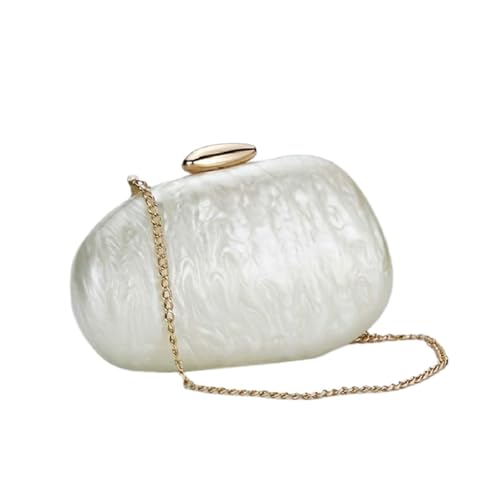 Image of Women Elegant Acrylic Stone Shape Chain Crossbody Bag Chic Marble Shell Purse Wedding Handbag for Banquet Party