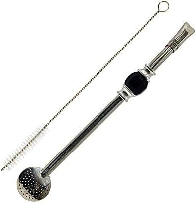 Miniatura 3 de RECHERE Acero inoxidable Yerba Mate Tea Bombilla Calabaza Beber Paja Filtro Plata (Negro)