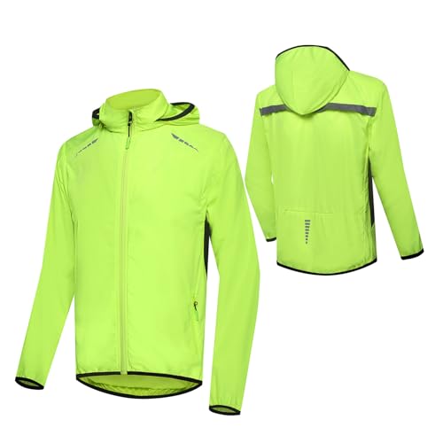 MODRYER Maillot De Ciclismo para Hombre Chaqueta De Ciclismo 2 En 1 Correr Chalecos De Ciclismo MTB De Alta Visibilidad Impermeables Resistentes Al Viento,Green-M