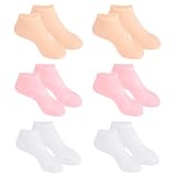 Silikon Socken, 6 St&uuml;ck Set f&uuml;r intensive Fu&szlig;pflege, Weiche Feuchtigkeitssocken gegen trockene und rissige F&uuml;&szlig;e, Rutschfeste Silikonsocken f&uuml;r Heim-Spa und t&auml;gliche Hautpflege