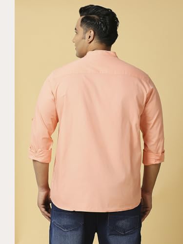 Image of Thomas Scott Mens | Full Sleeve | Solid Plain Color | Regular Fit | Plus Size | 100% Cotton | Mandarin Collar | Casual | Shirt