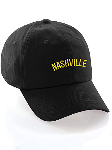 Daxton USA Cities Baseball Dad Hat Cap Cotton Unstructure Low Profile Strapback - Nashville Black Gold
