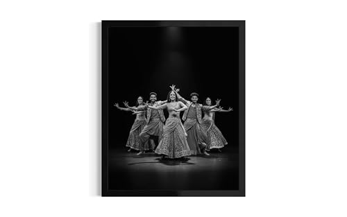 Bollywood Dance Black And White Poster Wall Art Photography Print Music Bedroom Bathroom Dorm Wall Decor B55 (Bollywood Dance, 14"L x 11"W, Black Frame)