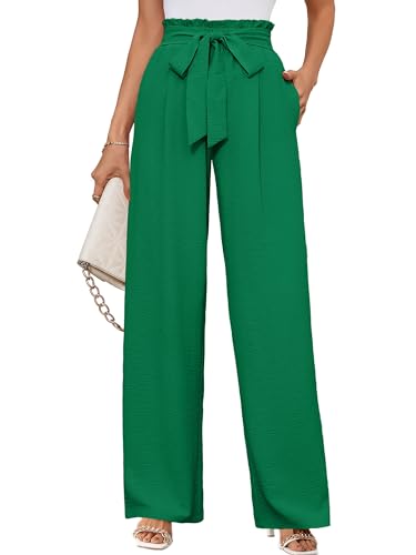 Pantalon large KORSIS femme, taille ajustable, Vert, Small