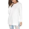 levaca-Womens-Fall-Long-Sleeve-Side-Split-Loose-Casual-Pullover-Tunic-Tops levaca Womens Fall Long Sleeve Sweatshirt Side Split Loose Casual Tunic Tops White L
