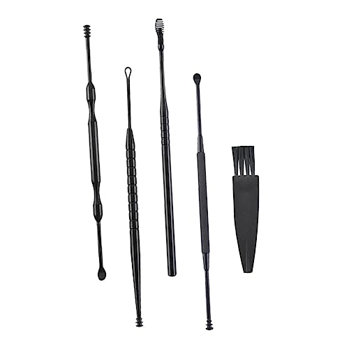 TOVINANNA 1 セット イヤー ーナー ear stick 工業用耳栓 耳抜きキット 睡眠用耳栓 耳栓睡眠 耳垢 ーナー 芯 耳用 耳あか掃除ツール 実用的な耳かき 410鋼 Black
